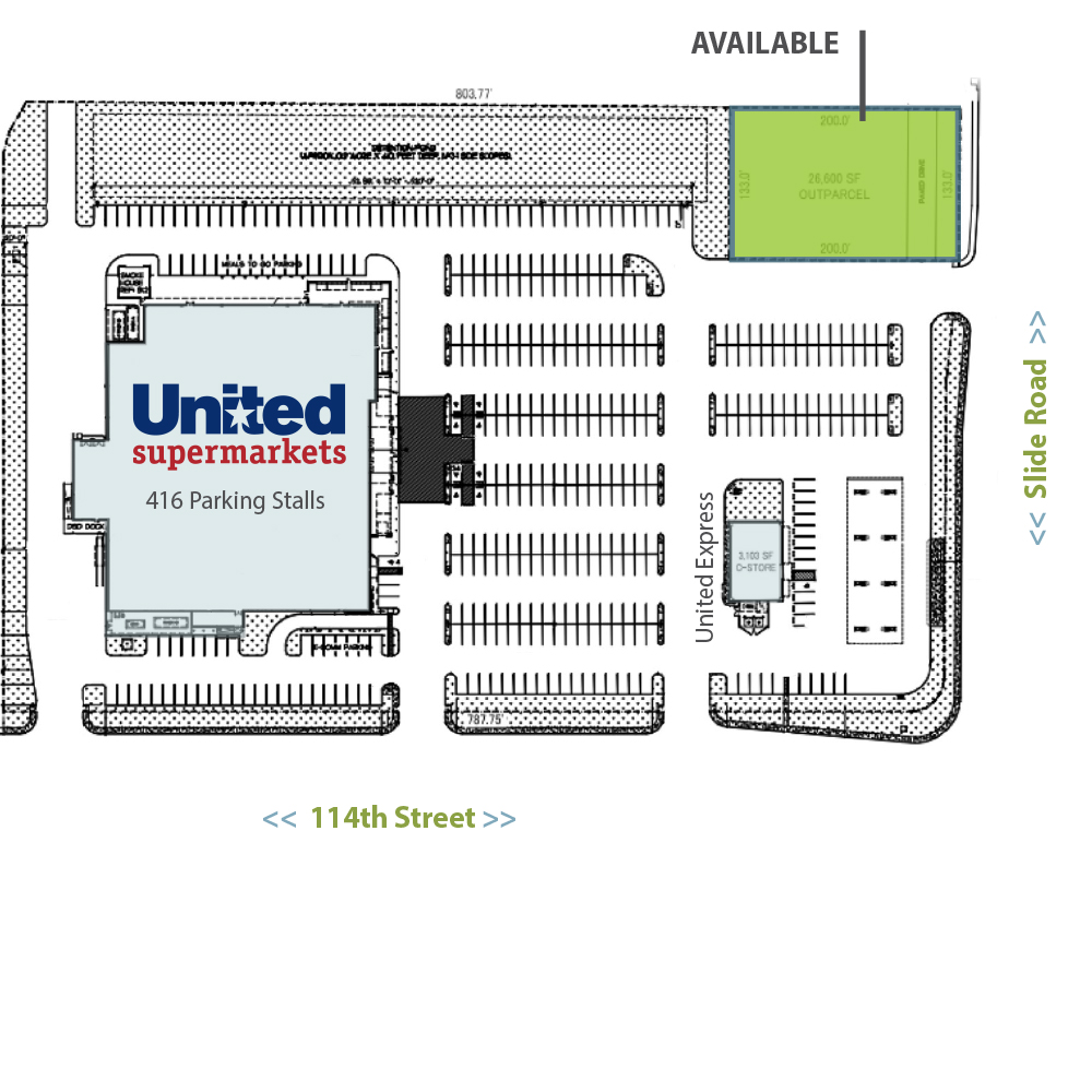 26,600sf Outparcel Pad Site next to New United Supermarket Headshot